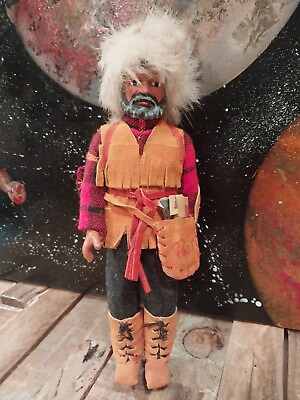 #ad Vintage Figurine Doll Folk Art Eskimo Quebec Canada Post Man 9quot; Tall $42.99