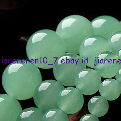#ad 4 6 8 10 12mm Natural Light Green Jade Round Gemstone Loose Beads 15#x27;#x27; AAA $2.71