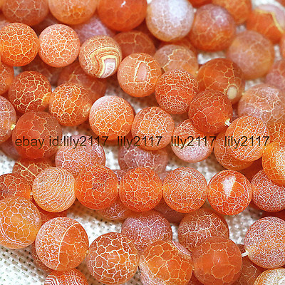 #ad Natural 6mm Orange Fire Dragon Veins Agate Round Gems Loose Beads 14 inches AAA $3.06