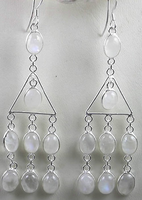 #ad Chandelier Moonstone Earrings in Sterling Silver Bridal Wedding Jewelry $115.00