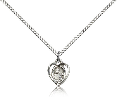 #ad Saint Theresa Medal For Women .925 Sterling Silver Necklace On 18 Chain ... $70.00