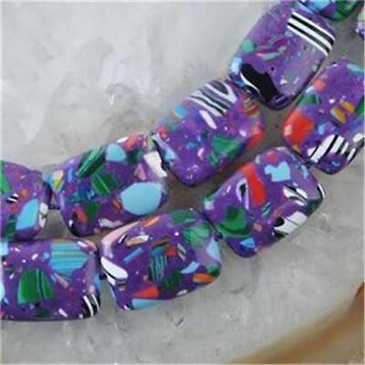 #ad 13x18mm Purple Multicolor Turquoise Rectangle Loose Bead 15#x27;#x27; $4.99
