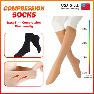 #ad Compression Socks Women Men 30 40 mmHg Varicose Veins Graduated Traveling Nurses $23.36