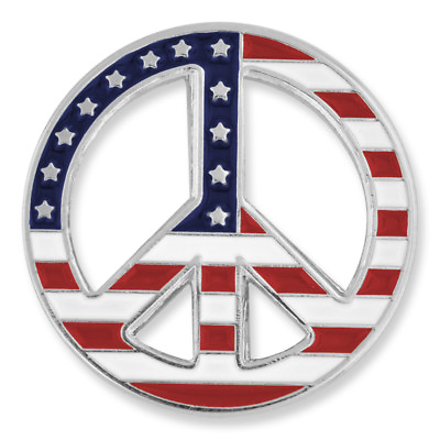 #ad PinMart#x27;s American Flag Peace Sign Patriotic Enamel Lapel Pin $7.99