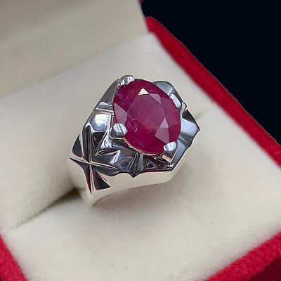 #ad Man Ruby Ring Natural Ruby Ring 925 Silver Yaqoot Ring Real Yaqoot Stone $160.00