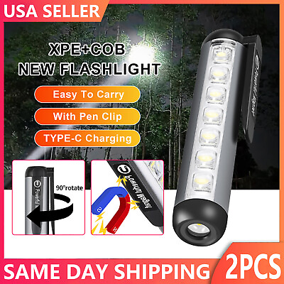 #ad 2PCS Mini LED Magnetic Rechargeable Pen XPECOB Flashlights Work Pocket Light US $10.85