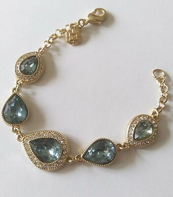 #ad Monet Austrian Crystal blue link bracelet 7.5 inch GORGEOUS Signed M tag $15.99