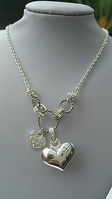 #ad New Avon Silver Heart Charm Pendant Necklace NIB $18.75