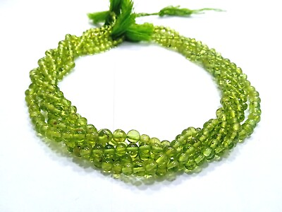 #ad PERIDOT ROUND SMOOTH PLAIN NATURAL BALL 4 MM GEMSTONE BEADS 18quot;INCH 1 STRAND $33.24