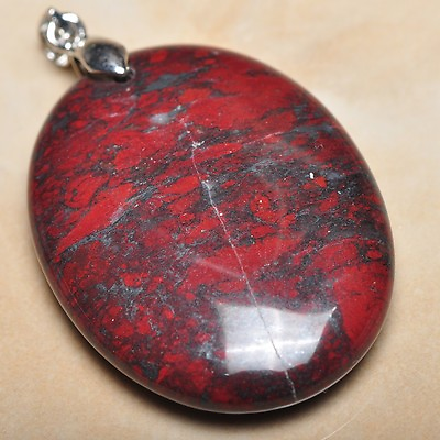 #ad Extremely Red Natural Bloodstone 925 Sterling Silver Clasp 2quot; Pendant #P09842 $9.74