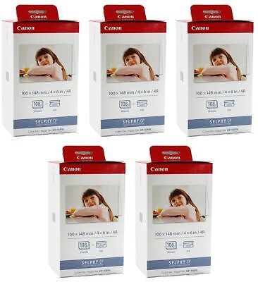 #ad Canon Selphy CP1300 CP1200 4x6 108 shts Color Ink Paper Set KP 108IN Lot $199.99