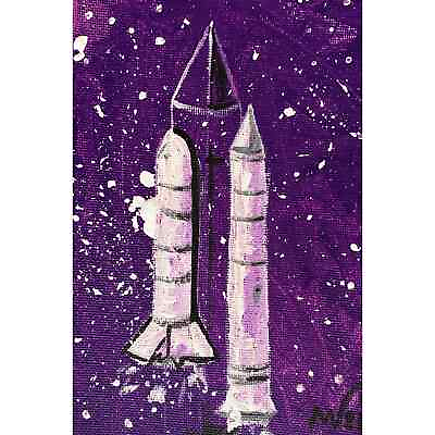#ad Space Rockets Painting Galaxy Original Art Acrylic Wall Art Canvas Painting Smal $55.00
