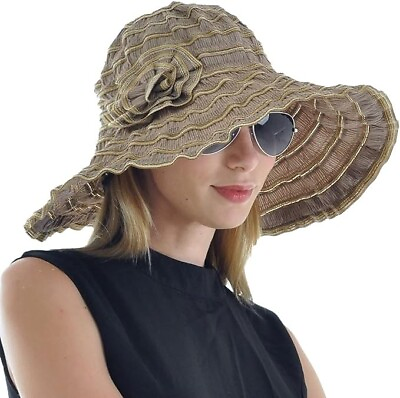 #ad Women Folding Vintage Outdoor Sun Hats for Beach Garden Travelling UV Protection $14.98