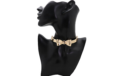 #ad Hot Women Gold Metal Fashion Jewelry Choker Necklace Bow Ribbon Pendant Holidays $13.99