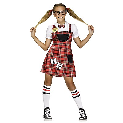 #ad Girls Nerd Bookworm Student Teachers Pet Halloween Costume Child Tween M L XL $10.36