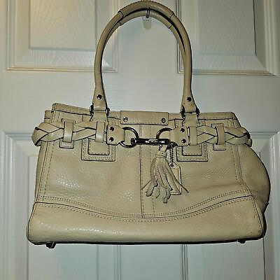 #ad Coach Hampton creme pebble leather carryall bag purse F13084 $65.00