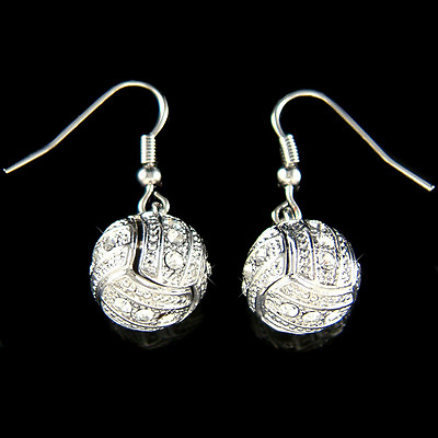 #ad 3D Volleyball made with Swarovski Crystal Earrings Unisex Olympics Sport Jewelry $50.00