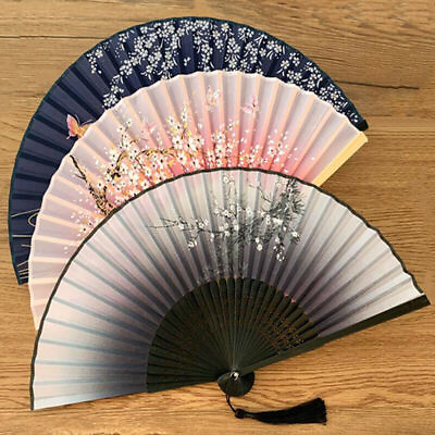 #ad 1Pcs Folding Fan Supplies Chinese Vintage Style Plum Blossom For Party Dancin $9.99