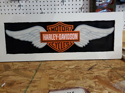 #ad Harley Davidson Handcrafted Leather Art Work By Carl Queen $75.00