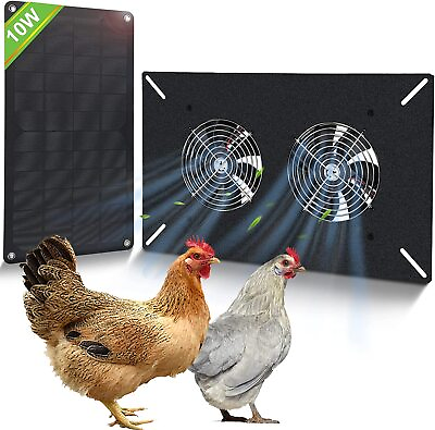 #ad US10W Solar Powered Dual Fan Kits Chicken Coops Solar Fan for Small Greenhouses $39.99