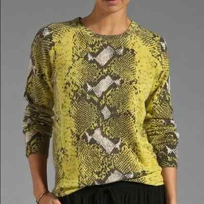 #ad Equipment Femme Cashmere Crewneck Sweater Snake Print Womens Size L Flawed $28.00