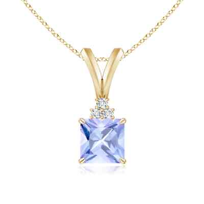 #ad Tanzanite Solitaire Pendant with Diamond in 14K Yellow Gold A Size 5MM $548.10
