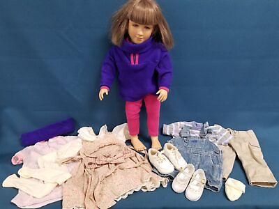 #ad Vtg 1990s My Twinn 24quot; Poseable Doll Brown Hair amp; Pink Eyes W Assorted Clothes $85.00