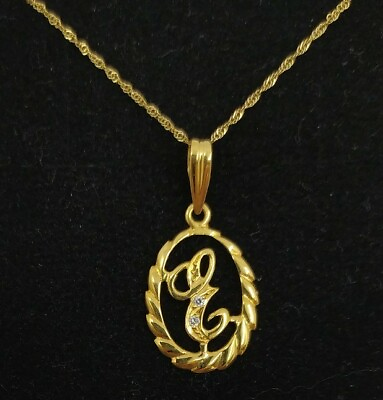 #ad Pendant And Chain Gold 18k 750 Mls . Initial Letter Name E With Zircons $282.70