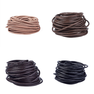 #ad 10 m Genuine Cowhide Leather Cords Round Wrapping Beading Threads String 4mm DIA $9.98