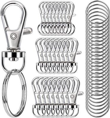#ad 100PCS Swivel Snap Hooks with Key Rings Premium Metal Lobster Claw Clasps Sizes $16.78