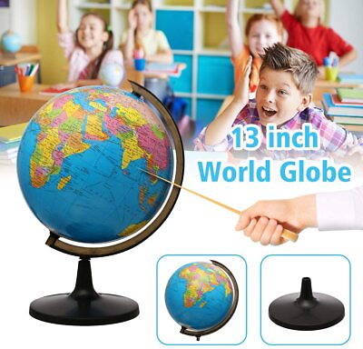 #ad 13#x27;#x27; World Earth Globe w Stand Gift Ocean Rotating World Map Desktop Geography $35.59