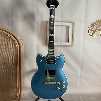 #ad Blue Solid Body 6 Strings Electric Guitar Mahogany Bodyamp;Neck HH Pickup $275.71