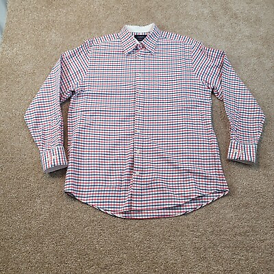 #ad Charles Tyrwhitt Shirt Sz Large Mens Red White Blue Plaid Button Down $19.99