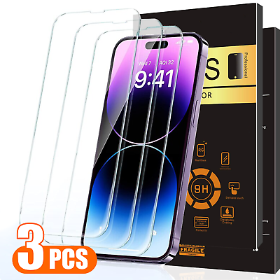 #ad 3X Tempered Glass Screen Protector For iPhone 15 14 13 12 11 Pro Max X XR 8 7 6 $5.74