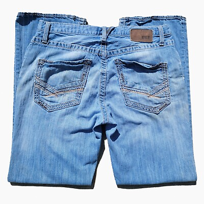 #ad BKE Derek Jeans Mens 33 R Straight Leg Dark Wash Embroidered Pants 33x30 Actual $29.79