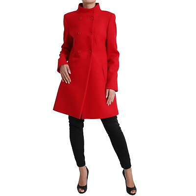 #ad LIU JO Jacket Red Wool Double Breasted Long Sleeves Coat IT48 US14 XL 600usd $299.00