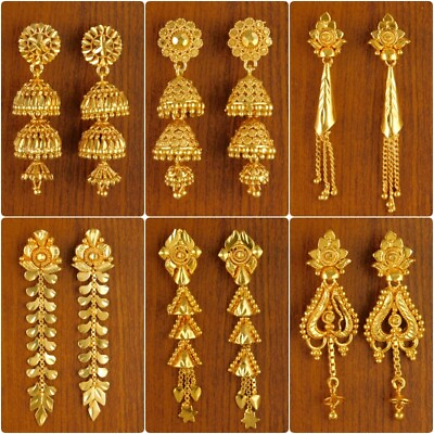 #ad Indian 18K Gold Plated Earring Bollywood Bridal Dangle JHUMKA Fashion Jewelry $11.10