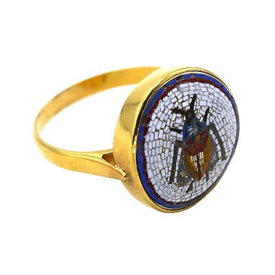 #ad 4062 Orientalist Micro Mosaic set in a Gold Ring Roma Half of the 19th c. $2300.00