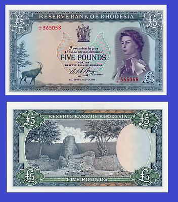 #ad Rhodesia 5 pound 1966 COPY $9.89