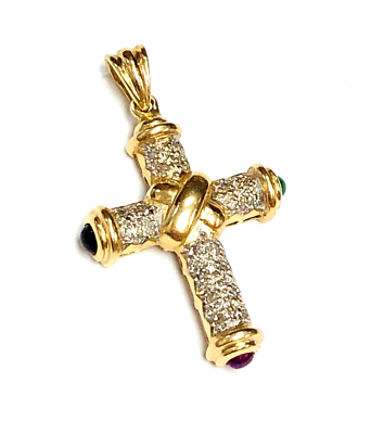 #ad Diamond Cross Pendant 14k Yellow Gold $460.00
