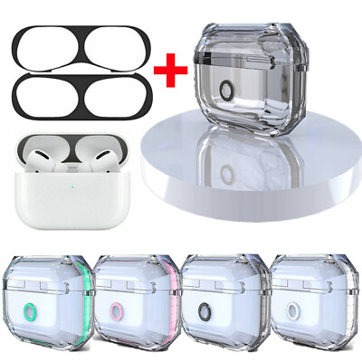 #ad For AirPods Pro Charging Case Clear TPU Cover Skin Metal Dust Guard Protective $8.99