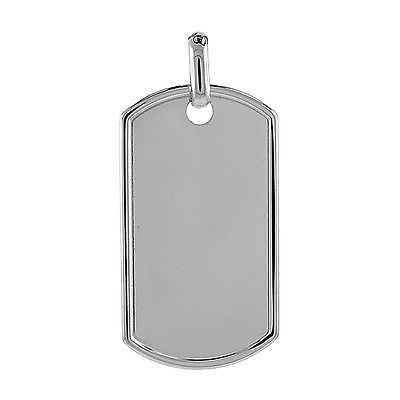 #ad 2quot; 50mm Sterling Silver Raised Border Engravable Dog Tag Pendant Made Italy $59.99
