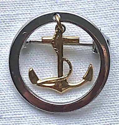 #ad VTG Navy Anchor Hat Lapel Tie Pin Marked Sterling Nautical Military Jewelry $25.00