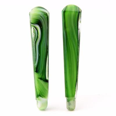 2 82mm Vintage Czech faceted green glass Chandelier Prisms wax seal handles $38.00