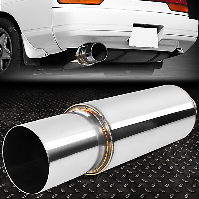 #ad 2.5quot;OD Inlet Stainless Steel Straight Through Exhaust Muffler 4quot; OD Round Tip $30.29
