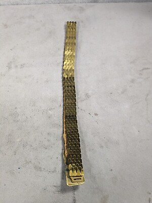 #ad Vintage Ladies Gold Metal Fish Scale 28quot; Waist Metal Belt $19.98