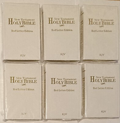 #ad Mini Pocket Holy Bible New Testament KJV Red Letter White Cover Set of 6 $27.99