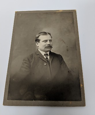#ad Well Dress Man with Mustache Cabinet Card Photo Photograph $5.99