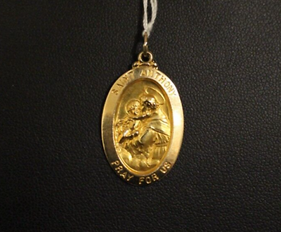 #ad RI5 14K Yellow Gold Saint Anthony Pendant 1 1 4quot; 3.4 Grams $230.00