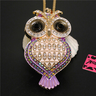 #ad Purple Rhinestone Heart Owl Crystal Pendant Fashion Women Chain Jewelry Necklace $3.95